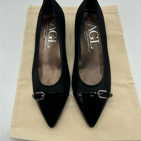 NEW AGL Attilio Giusti LeombruniNERO Low Heel Suede Pumps